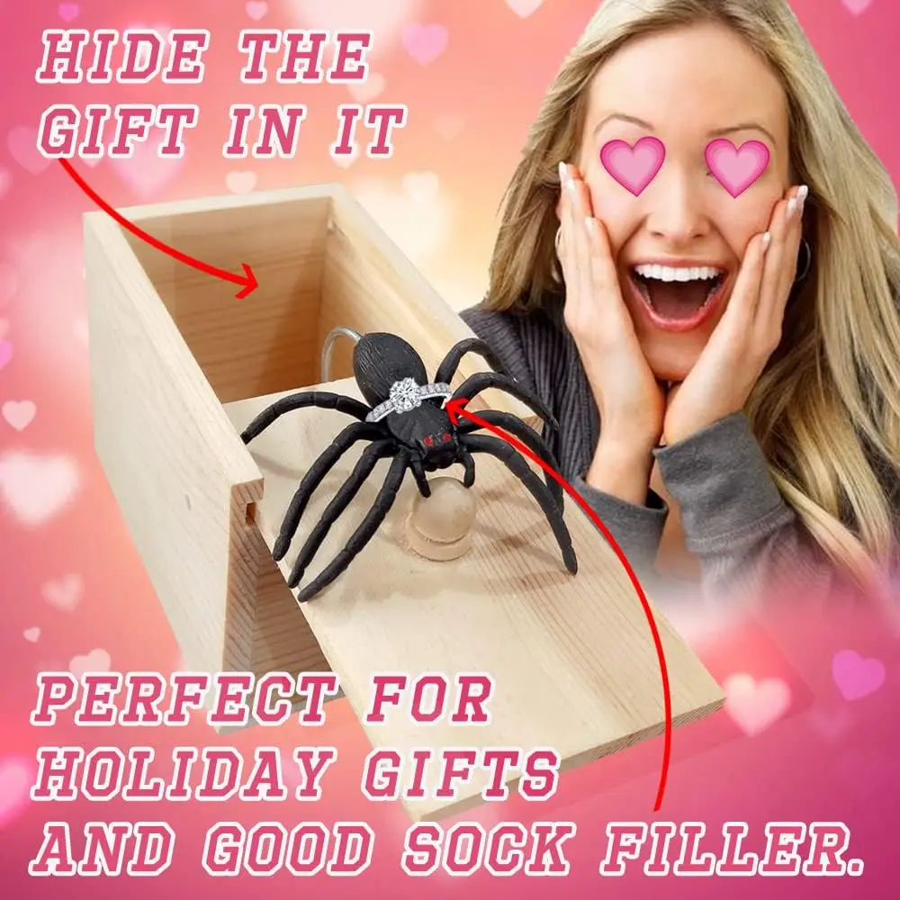 Spider Scare Prank Box Wooden Surprise Box Fun Joke Spider Prank Toys Gift Box for Kids Boys Adults Christmas Stocking Stuffers thumbnail 5