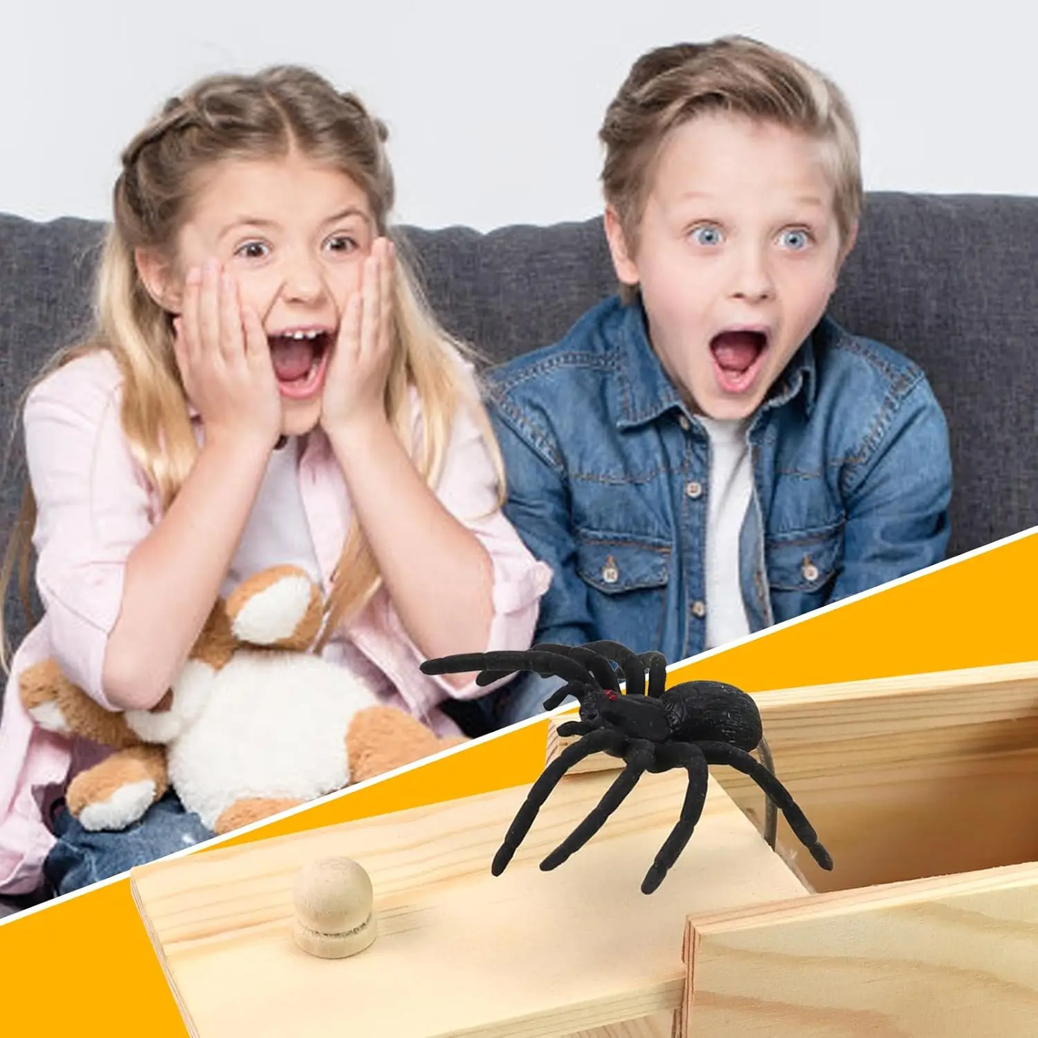 Spider Scare Prank Box Wooden Surprise Box Fun Joke Spider Prank Toys Gift Box for Kids Boys Adults Christmas Stocking Stuffers thumbnail 3