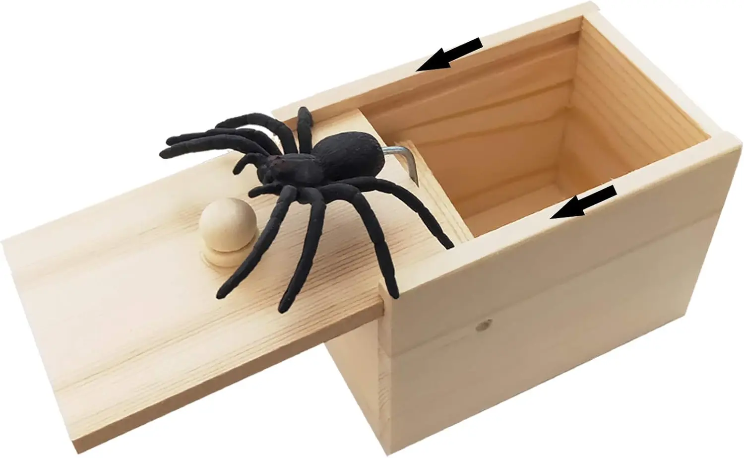 Spider Scare Prank Box Wooden Surprise Box Fun Joke Spider Prank Toys Gift Box for Kids Boys Adults Christmas Stocking Stuffers