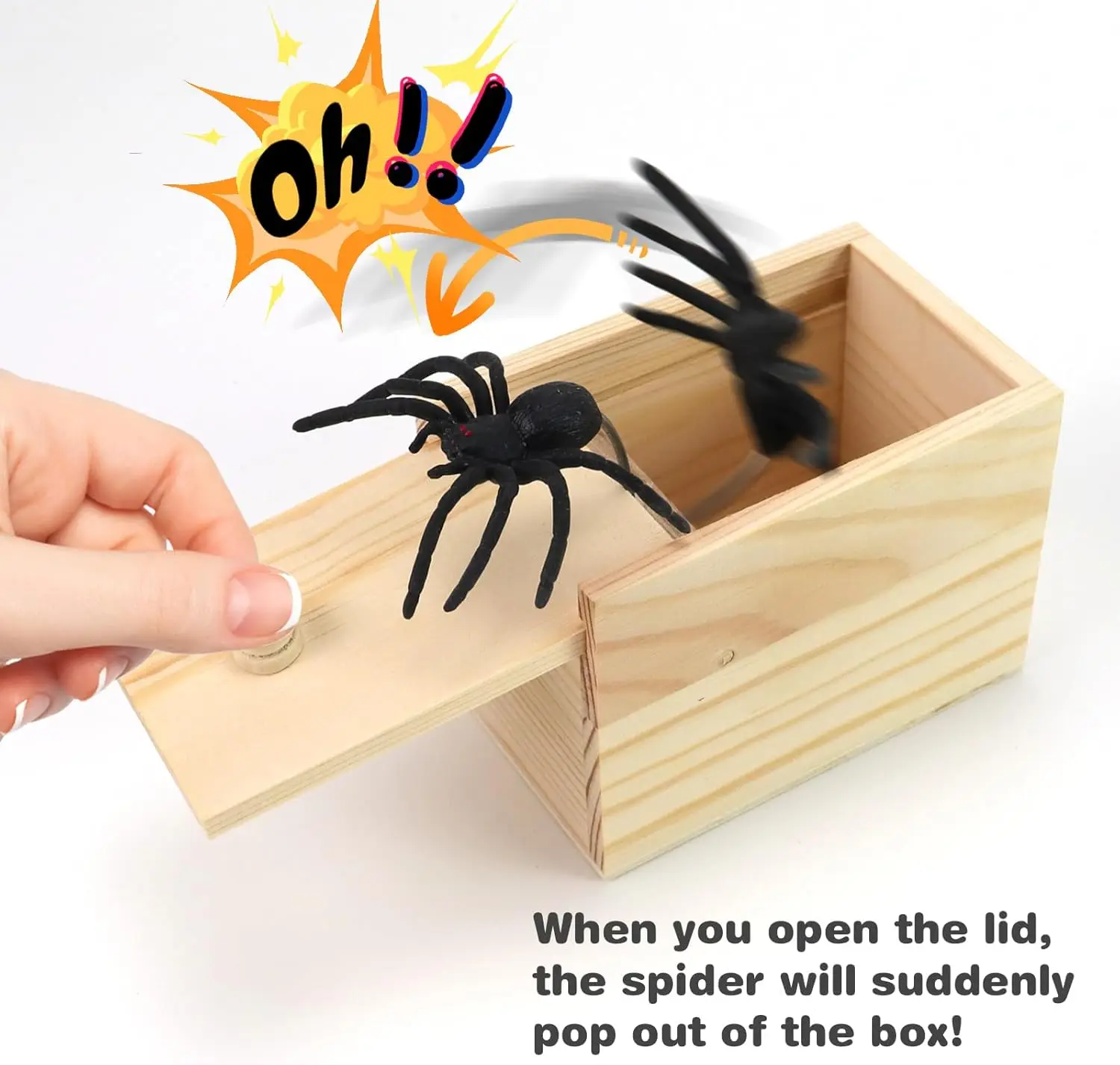 Spider Scare Prank Box Wooden Surprise Box Fun Joke Spider Prank Toys Gift Box for Kids Boys Adults Christmas Stocking Stuffers thumbnail 2
