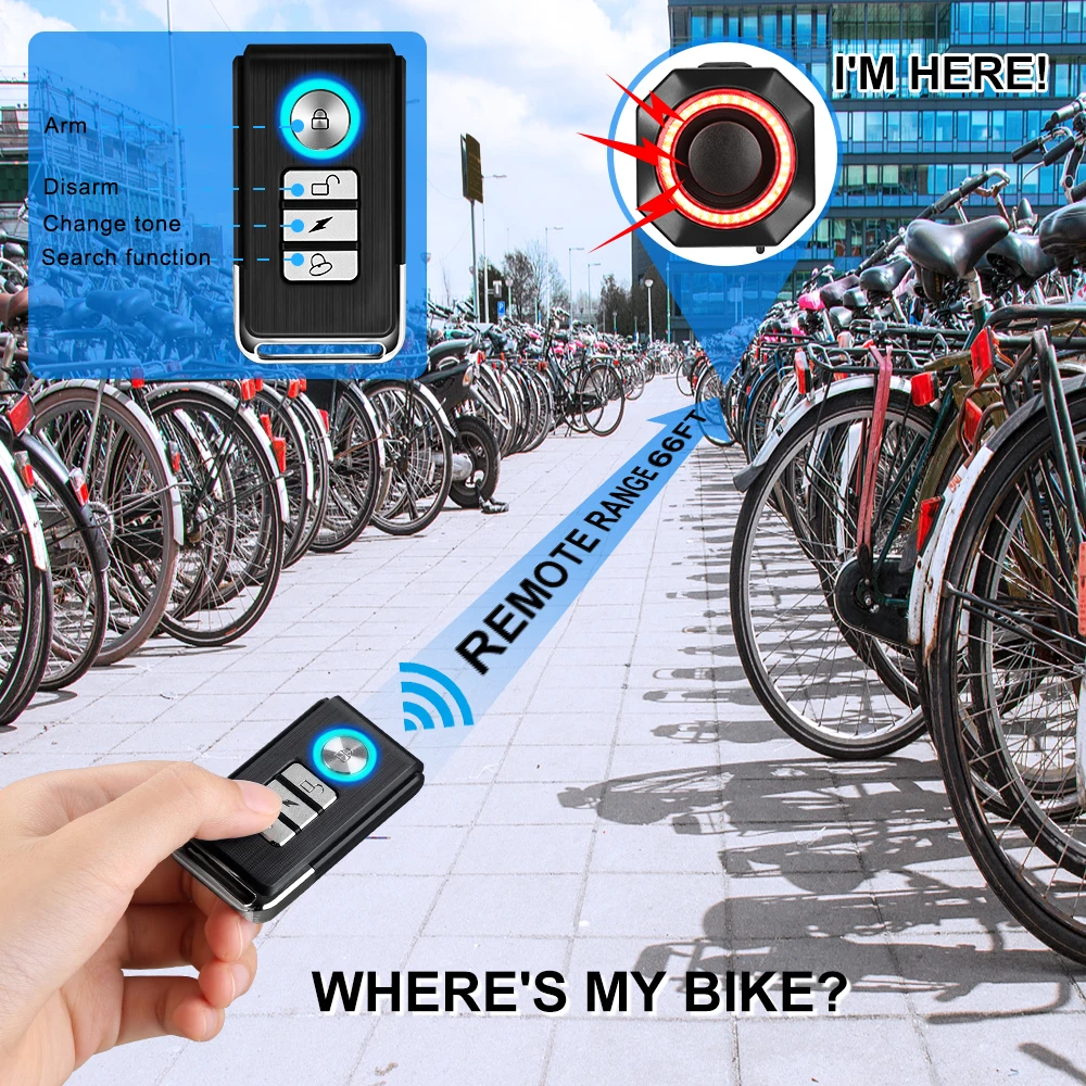 Awapow Bicycle Alarm Taillight Burglar Bike Light USB Charging Smart Auto Brake Sensing Waterproof Anti Theft Smart Bicycle Lamp thumbnail 5