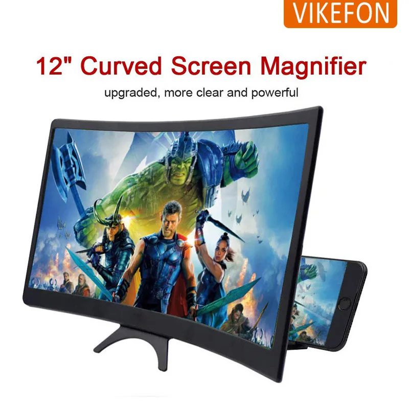 Phone Screen 3D HD Magnifier Movie Video Amplifier Holder Enlarger Screen Smart Phone Magnifying Curved Screen 12 Inch