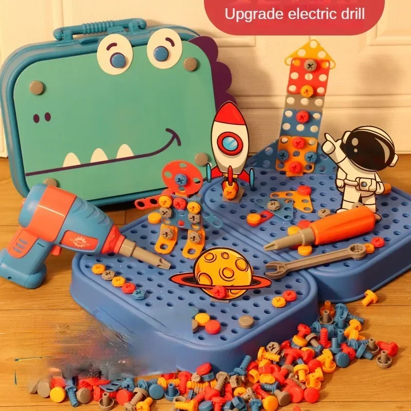 Children Toys Tool Set Electric Drill Screw Nut 3D Puzzle Toys Pretend Play Repair Tool Box Drilling Assembly Educational Toys thumbnail 4