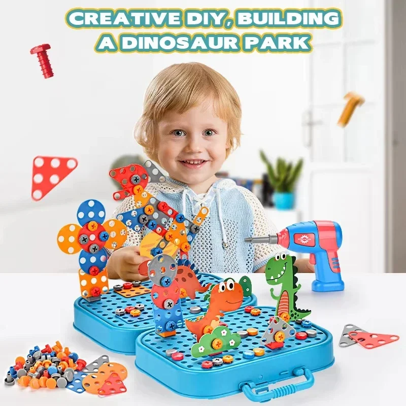 Children Toys Tool Set Electric Drill Screw Nut 3D Puzzle Toys Pretend Play Repair Tool Box Drilling Assembly Educational Toys thumbnail 6