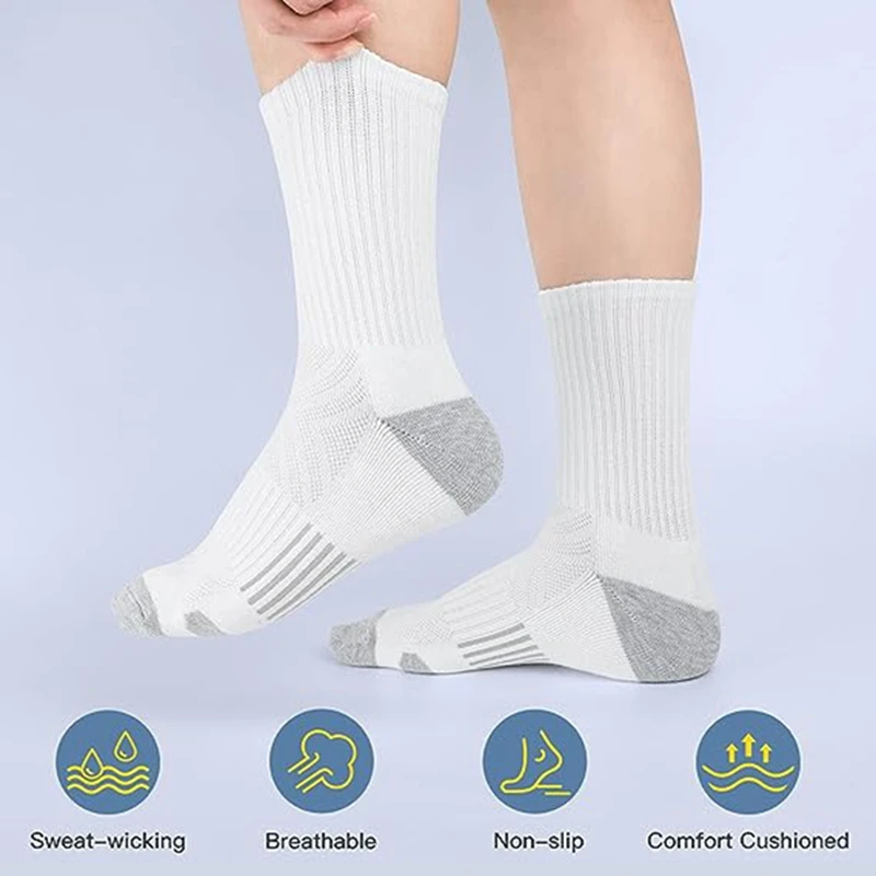 6 pairs Men's Solid Crew Socks Comfortable and breathable, the fabric is soft and warm, suitable for outdoor sports use thumbnail 4