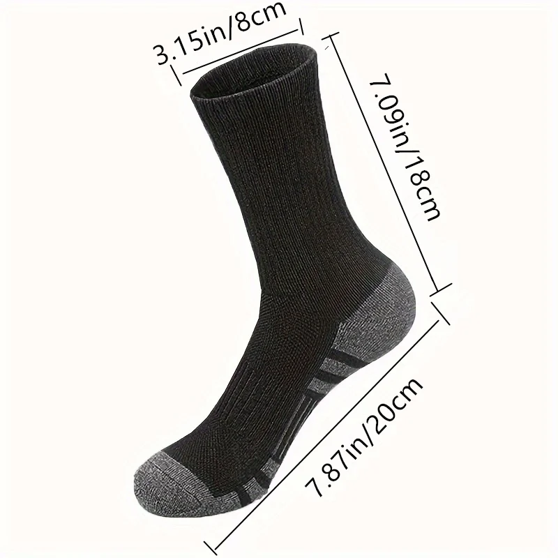 6 pairs Men's Solid Crew Socks Comfortable and breathable, the fabric is soft and warm, suitable for outdoor sports use thumbnail 6