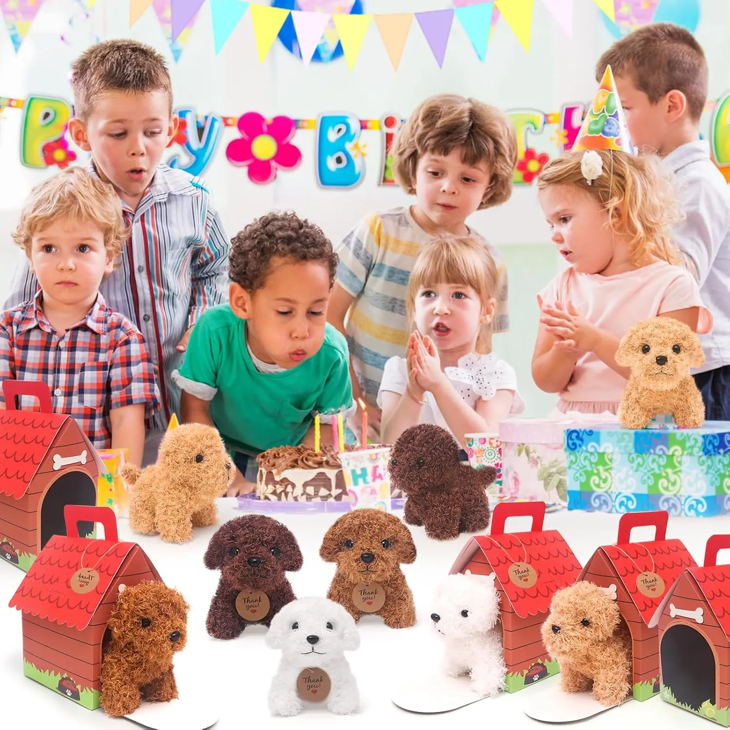 12-24PCS Teddy Dog Plush Toys Stuffed Puppy Dogs Soft Poodle Doll Animal Pet Toy for Adopt a Puppy Party Favors Birthday Gifts thumbnail 2