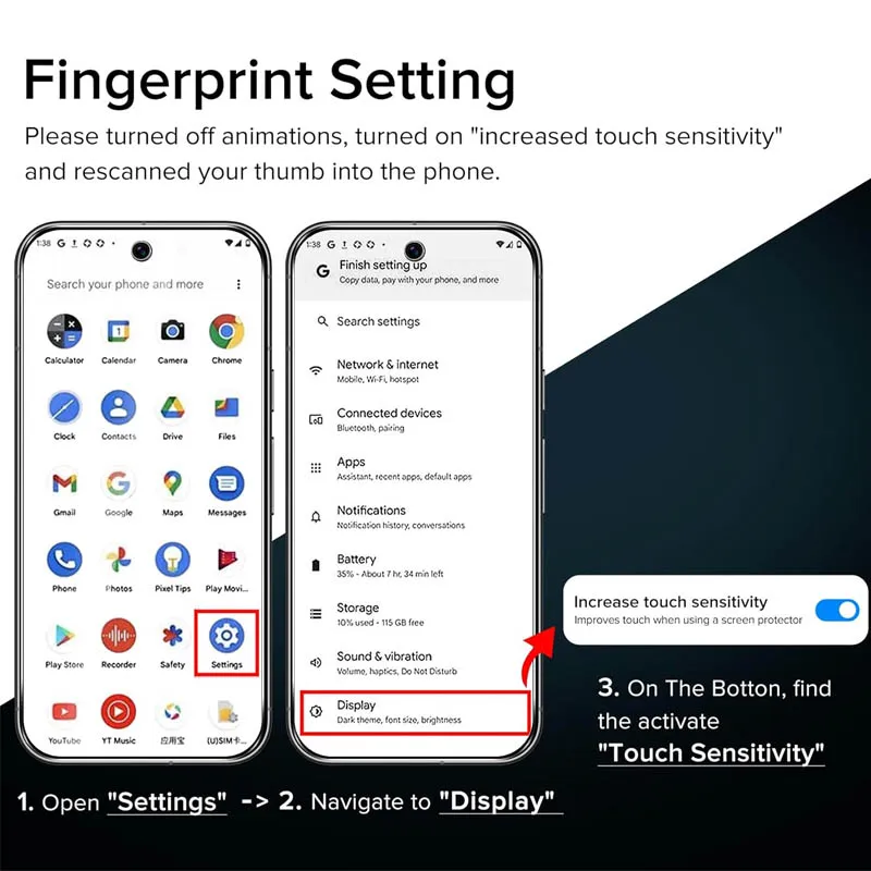 Fingerprint unlock Glass for Pixel 9 Pro 10 8A 9A 10A 7A 8 Pro Screen Protector Pixel 9 Pro XL Tempered Glass for Google Pixel 9 thumbnail 3