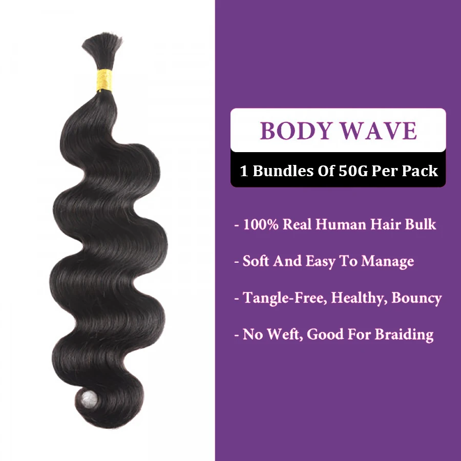 Human Braiding Hair Body Wave Bulk Human Hair For Braiding No Weft 10A Brazilian Curly Human Hair Extensions For Boho Braids thumbnail 2