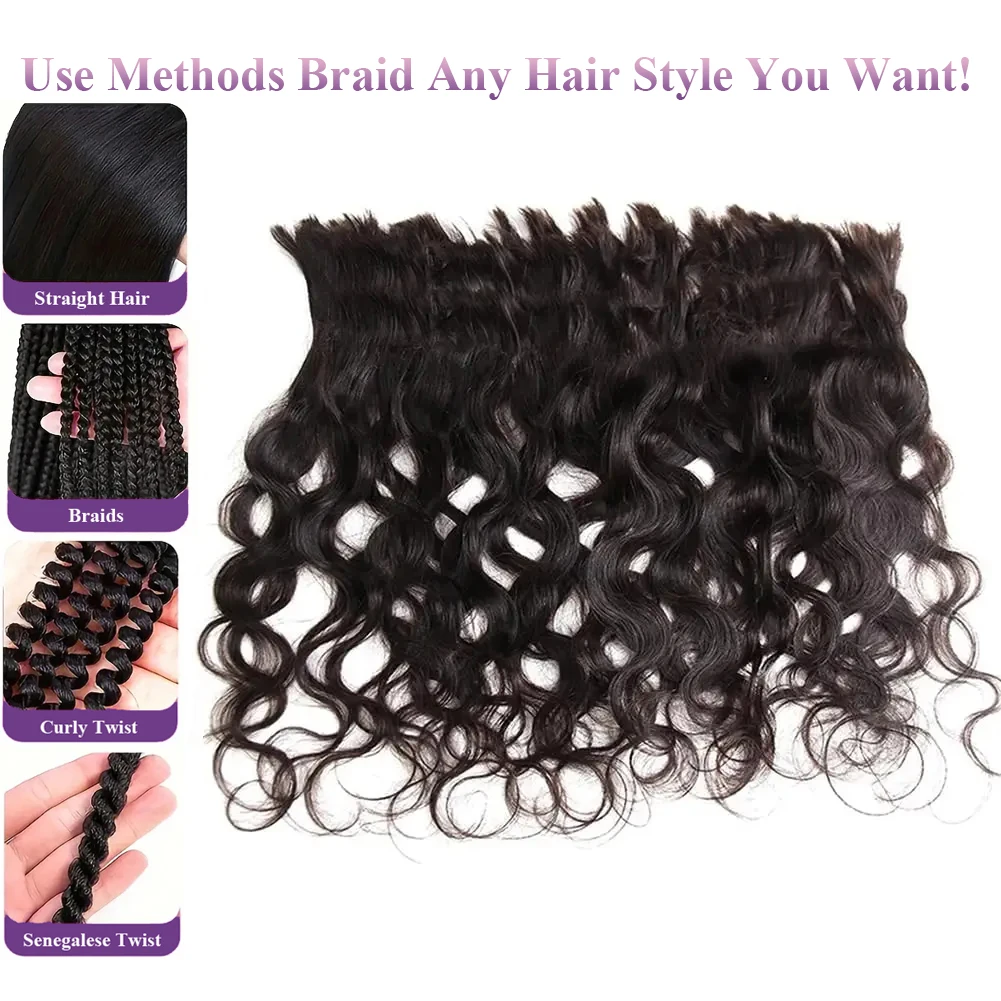Human Braiding Hair Body Wave Bulk Human Hair For Braiding No Weft 10A Brazilian Curly Human Hair Extensions For Boho Braids thumbnail 4