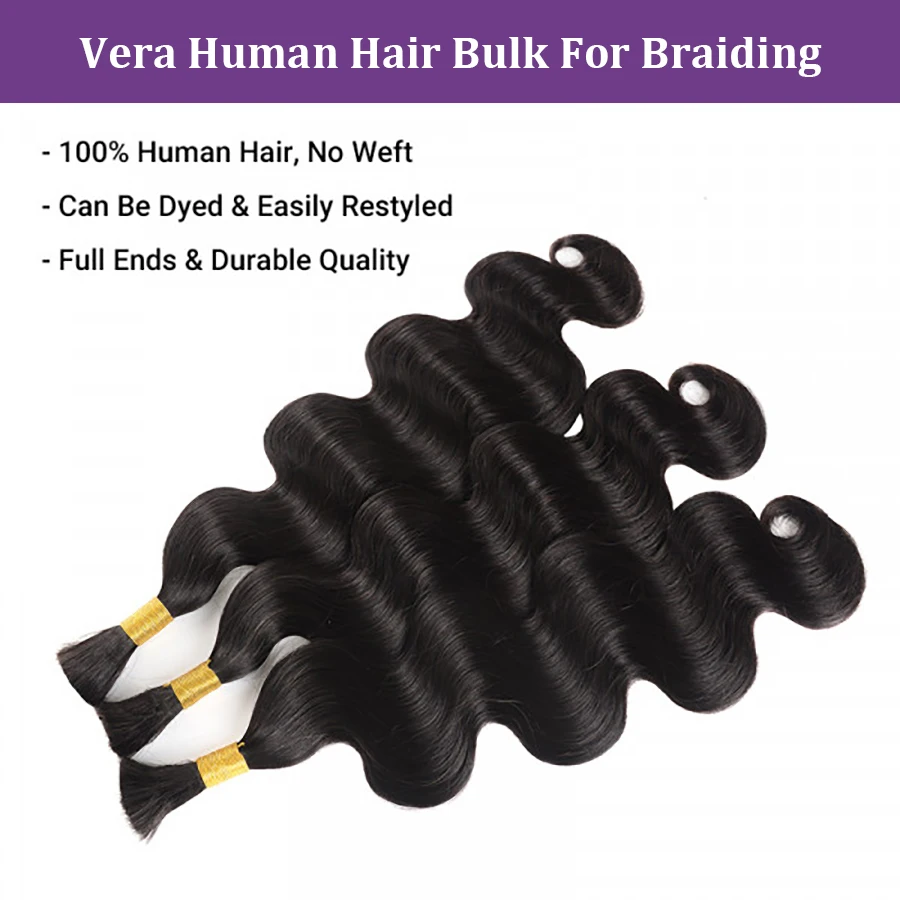 Human Braiding Hair Body Wave Bulk Human Hair For Braiding No Weft 10A Brazilian Curly Human Hair Extensions For Boho Braids thumbnail 3