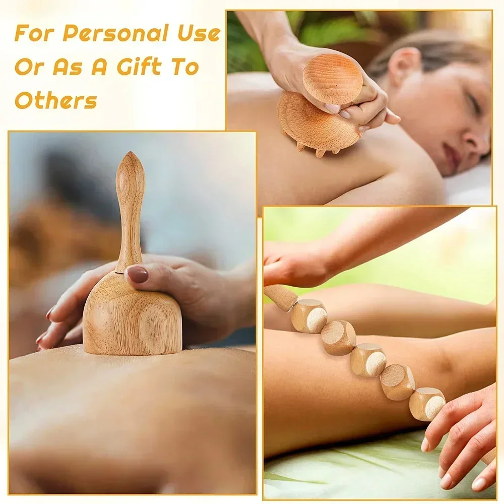 Wooden Massage Tools Wood Lymphatic Drainage Massager Anti Cellulite Body Shaping Tools for Beauty, Gua Sha, Sore Muscle Relief thumbnail 5