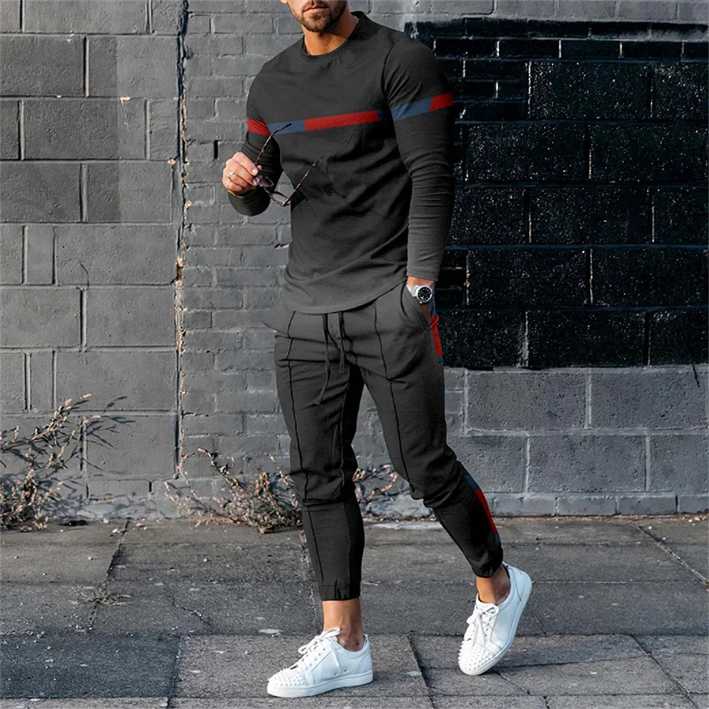 Autumn Casual Fashion 3D Print Men's Sportswear Set Long-Sleeved T Shirt Pants 2-Piece Set Oversized Pullover Men Clothing thumbnail 6
