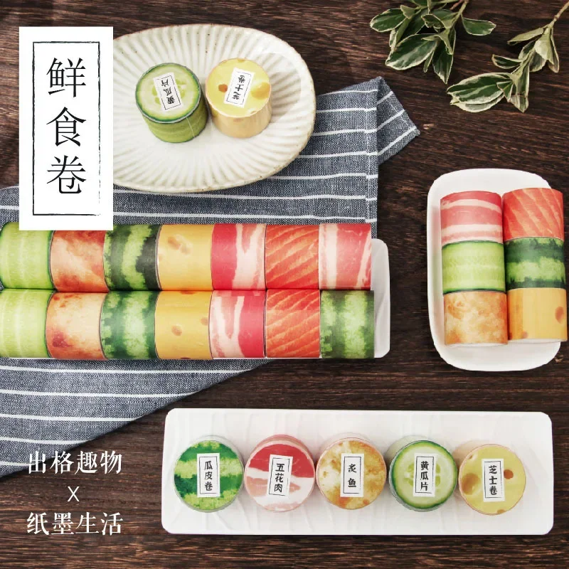 Life Fresh Food Rolls and Paper Tape Cute and Easy To Tear DIY Bookkeeping Materials Decorative Stickers Stationery thumbnail 5