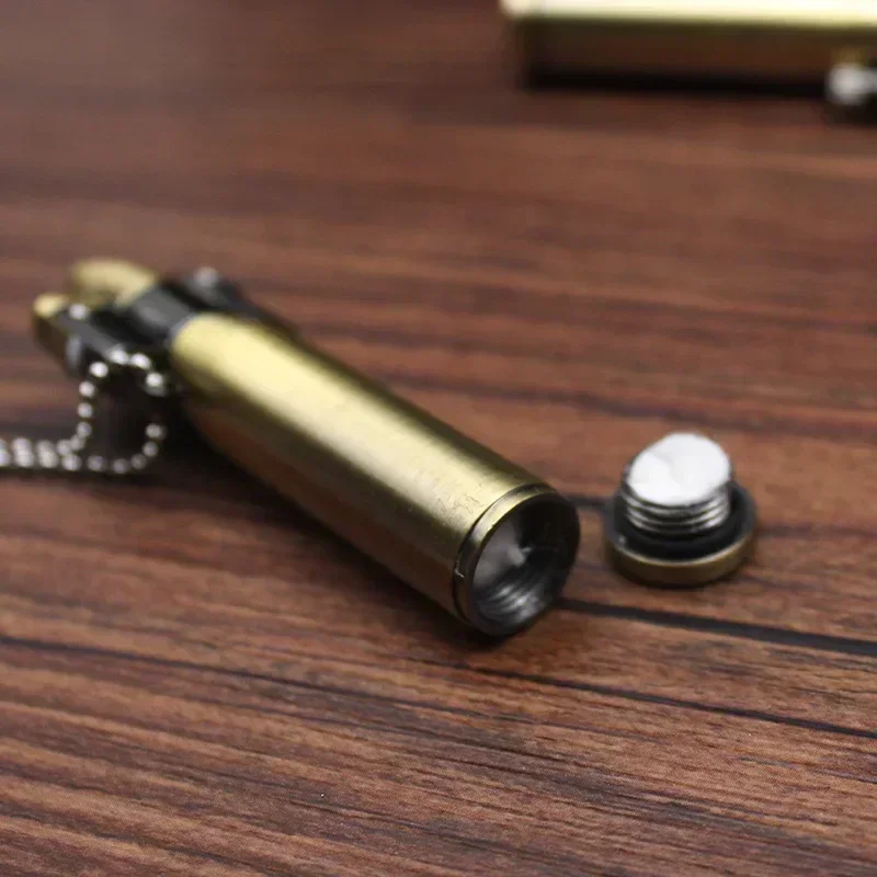 HOT Retro Bullet Grinding Wheel Kerosene Lighter Metal Keychain Outdoor Portable Cigar Cigarette Lighters Smoking Gifts For Men thumbnail 3