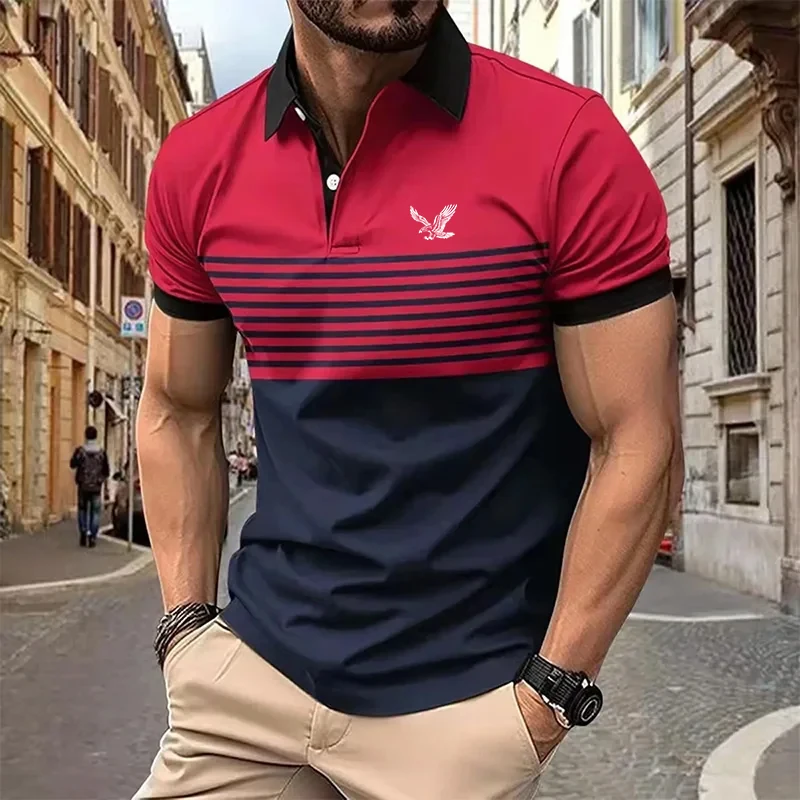 Men's Polo Shirt Golf Shirt Striped Turndown Street Casual Short Sleeve Clothing Apparel Fashion Casual Sport Comfortable thumbnail 2