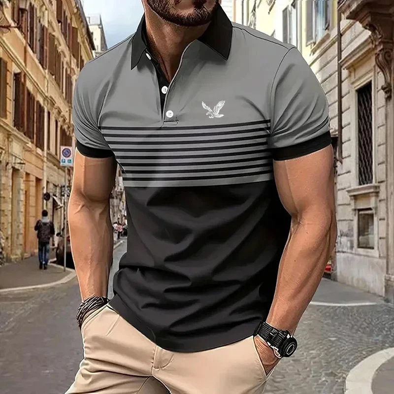 Men's Polo Shirt Golf Shirt Striped Turndown Street Casual Short Sleeve Clothing Apparel Fashion Casual Sport Comfortable thumbnail 3