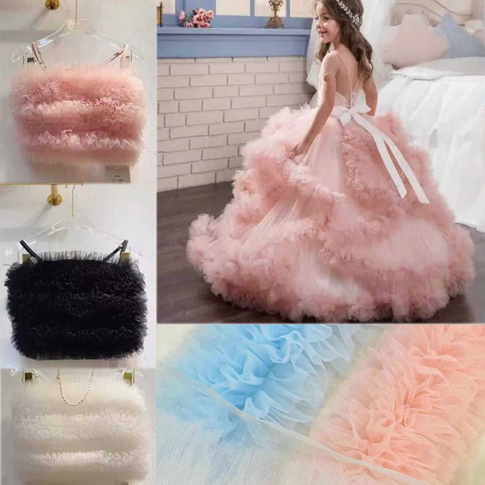 1YardX15cm Encrypted Posing Stereo Lace Trim Curtain Party Background Wedding Dress Shawl Bubble Skirt Decorative Clothes Fabric thumbnail 6