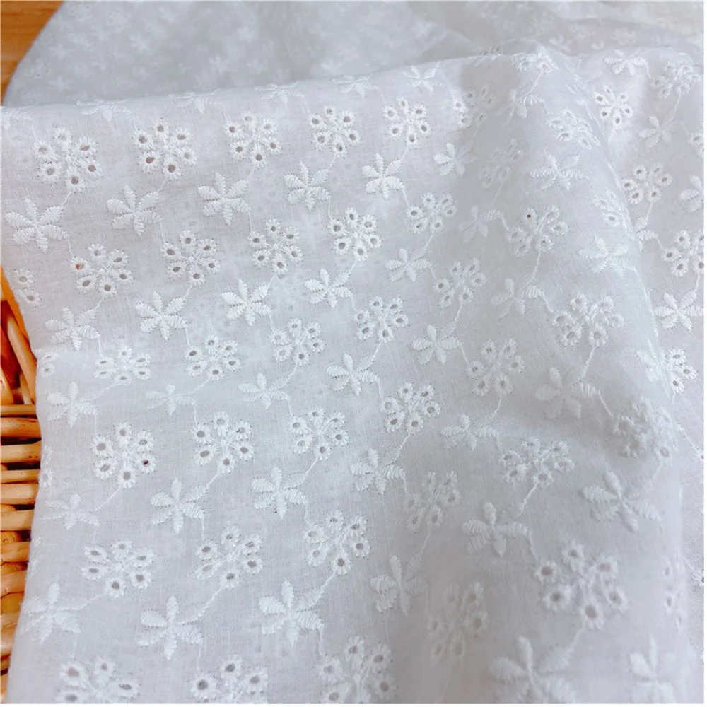 Embroidery Lace 100% Cotton Fabric Water Soluble Hollow Small Flower For Sewing Dress Clothes DIY Handmade Crafting By Half Yard thumbnail 4