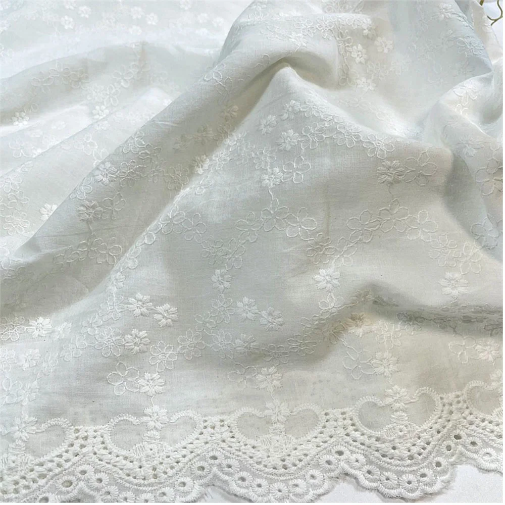 Embroidery Lace 100% Cotton Fabric Water Soluble Hollow Small Flower For Sewing Dress Clothes DIY Handmade Crafting By Half Yard thumbnail 2
