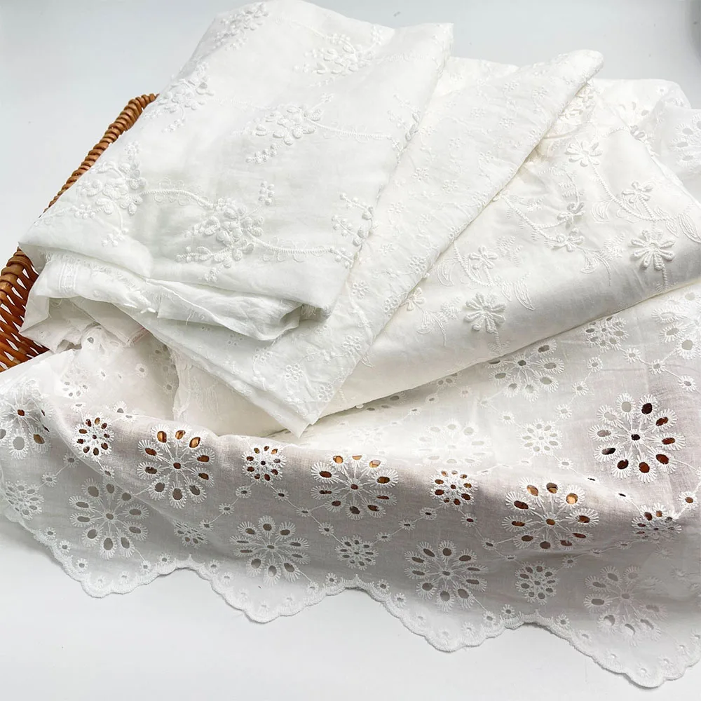 Embroidery Lace 100% Cotton Fabric Water Soluble Hollow Small Flower For Sewing Dress Clothes DIY Handmade Crafting By Half Yard thumbnail 5