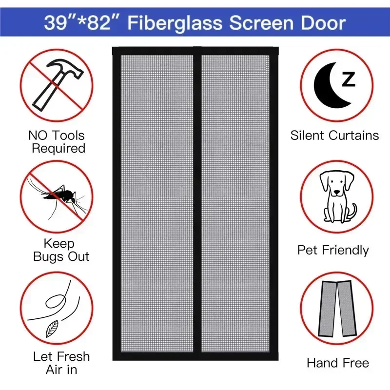 Magnetic Mosquito Net Door Automatic Closing Window Curtains 80/90/100 Cms Curtain Shades Screen Home Textile Garden thumbnail 3