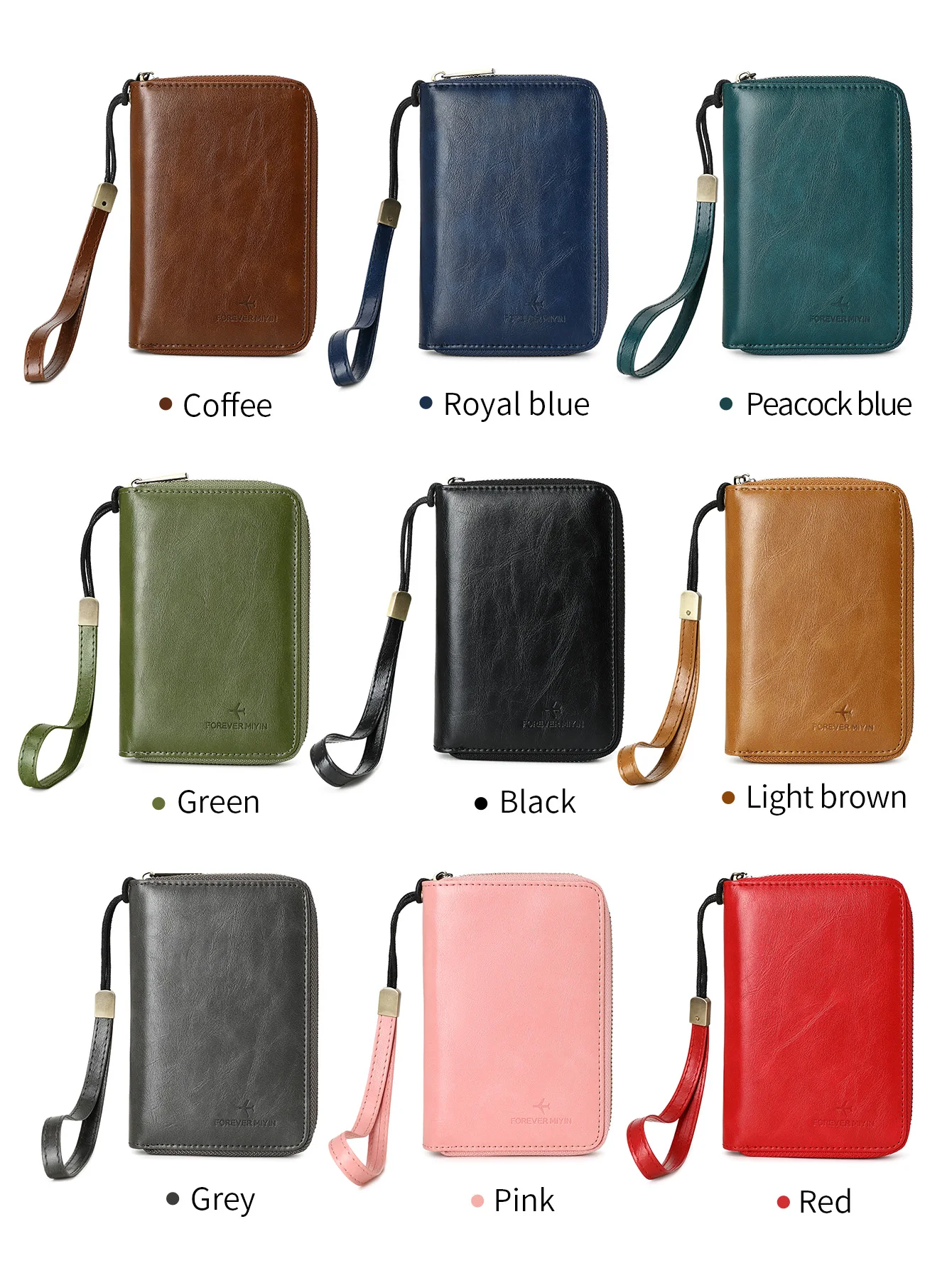 RFID shielded passport wallet PU leather zipper travel credit card bag ID card window multifunctional storage file ticket bag thumbnail 6