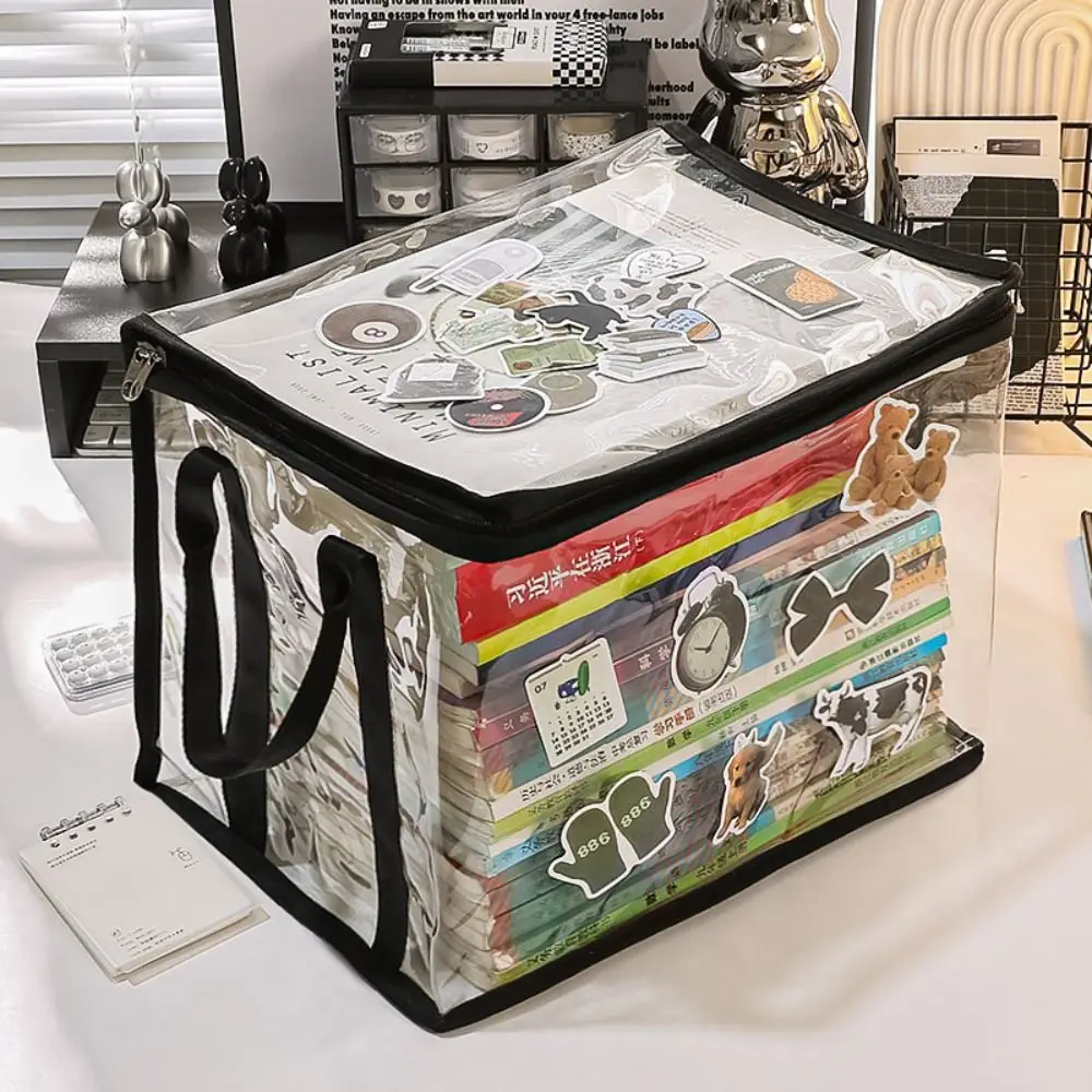 Foldable book box student dormitory classroom book organizer transparent waterproof household book organizing storage box