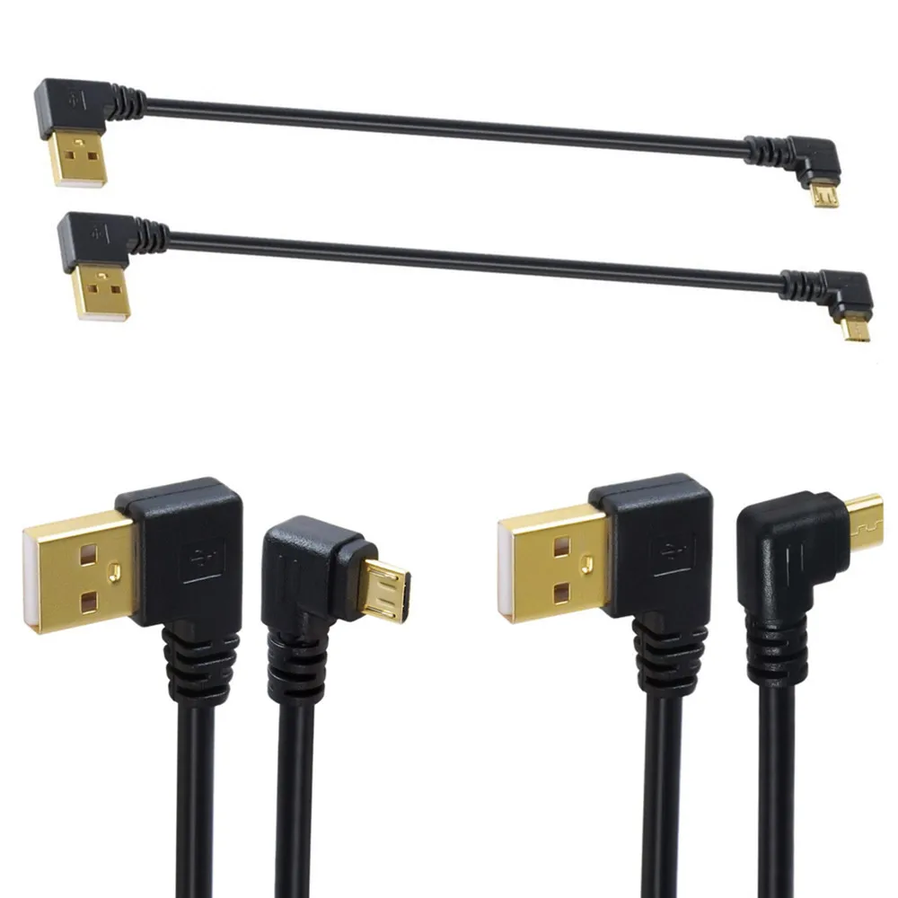 Gold Plated 15CM Short 90 Degree USB 2.0 To Micro USB B Male Cable Gold Plated Right Angle Data Sync And Charge Extender Lead thumbnail 3