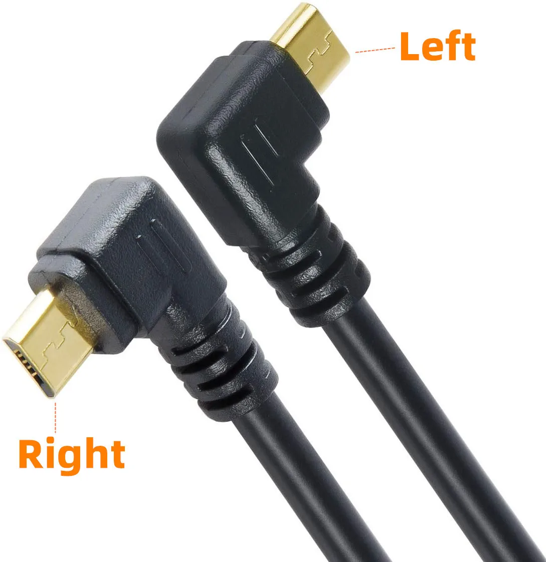 Gold Plated 15CM Short 90 Degree USB 2.0 To Micro USB B Male Cable Gold Plated Right Angle Data Sync And Charge Extender Lead thumbnail 2