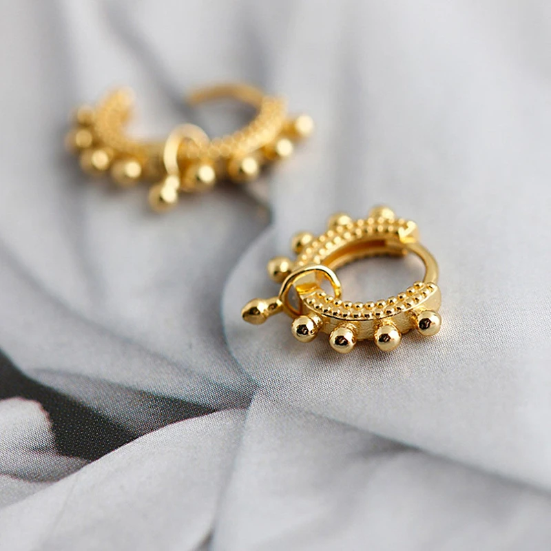 925 Sterling Silver Needle Personalized Spiked Pointed Hoop Earrings Simple Perforated Round Earrings Fashion Party Jewelry