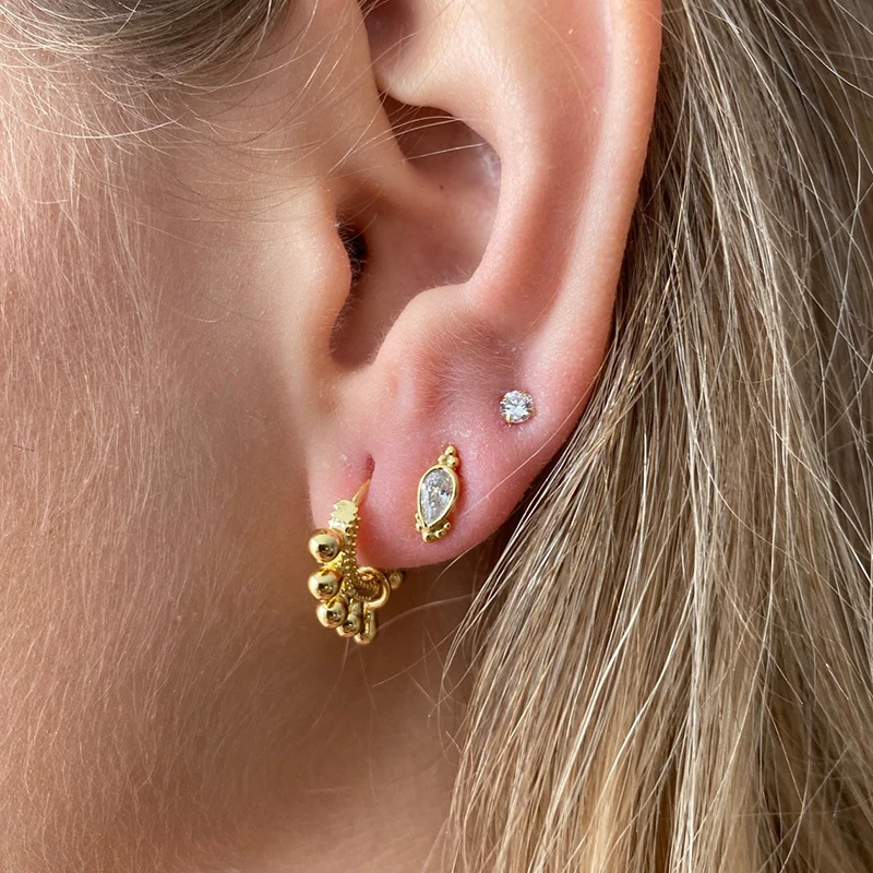 925 Sterling Silver Needle Personalized Spiked Pointed Hoop Earrings Simple Perforated Round Earrings Fashion Party Jewelry thumbnail 5