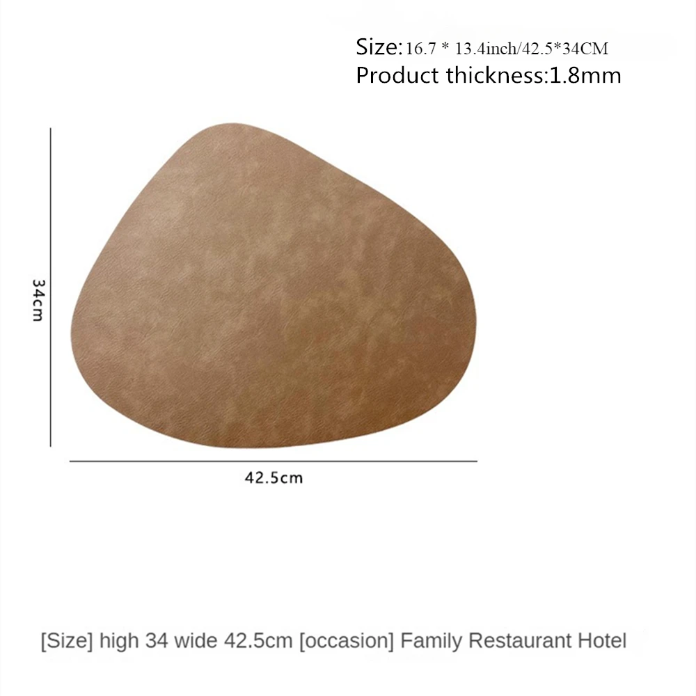 Double Sided Anti Slip PU Insulation Pad Table Mat, Nordic Style Imitation Cowhide Pattern Water Droplet Shaped Leather Placemat thumbnail 6