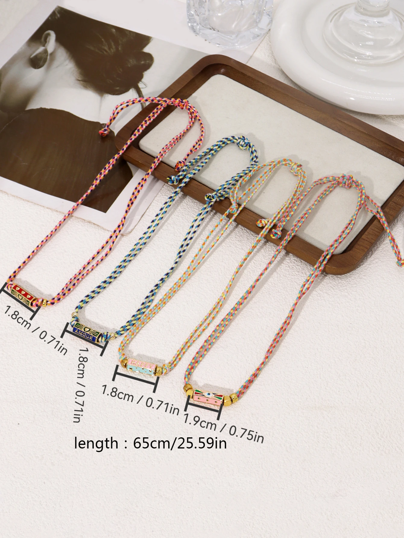 Tribal Style Handmade Braided Rope Pendant Necklace with Letter Charms for Women Party Accessories Necklace Jewelry thumbnail 2