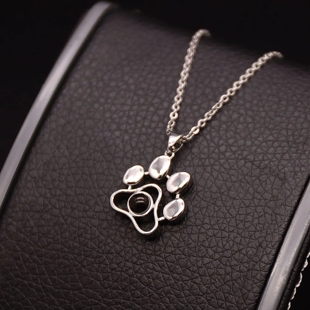 Custom Color Photo Projection Necklace Dog Paw Copper Pendant Titanium Steel Chain 2025 Girlfriend Mom Festival Romantic Gifts thumbnail 6