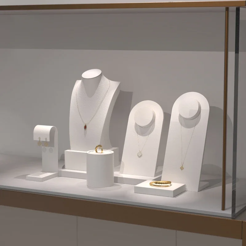 High end showcase jewelry display props, rings, necklaces, earrings display racks, counters, jewelry display sets, and tables