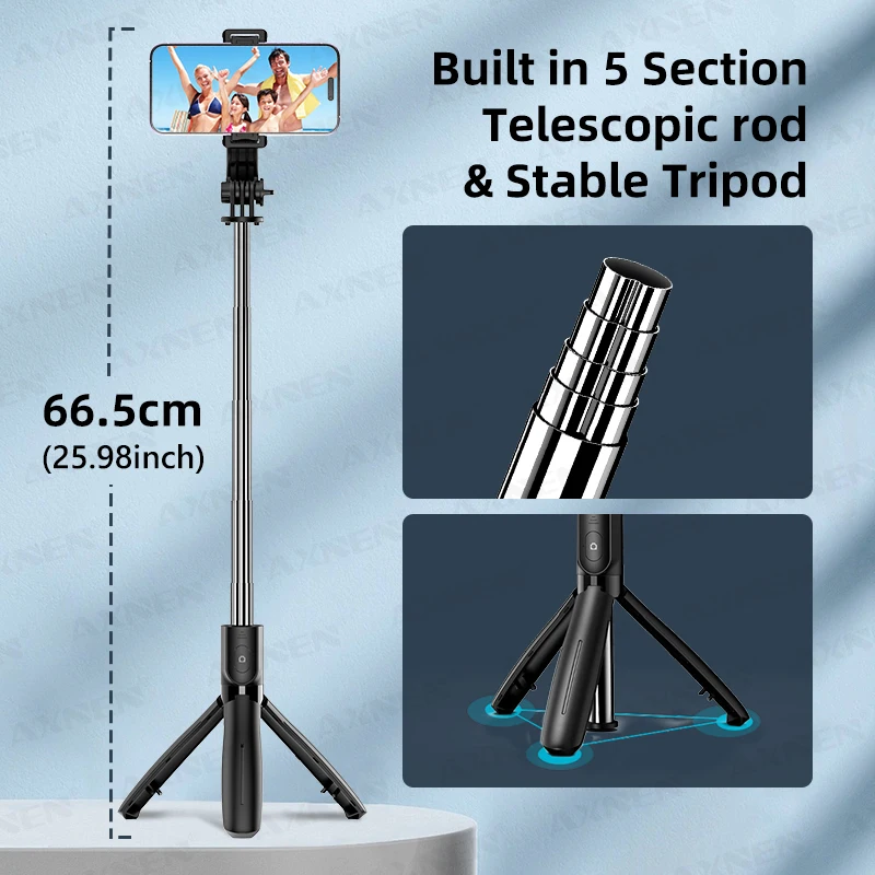 Selfie Stick Tripod for Cell Phone, Mobile Stand Monopod with Wireless Remote for iPhone Samsung Huawei Xiaomi Smartphone thumbnail 2