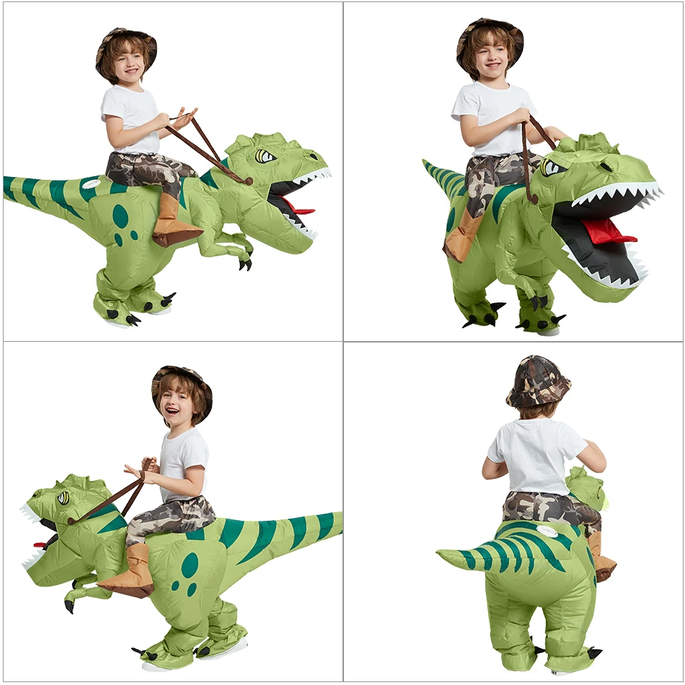 Animal Cartoon Riding T-Rex Inflatable Costume Nursery Kids Dinosaur Role Playing Game Adult Kids Chasing Game Birthday Gift thumbnail 5