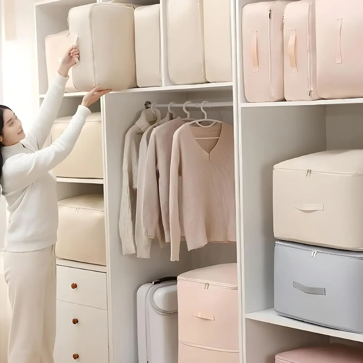 Large Compression Bag Quilt Clothes Closet Cabinet Organizer Storagepouch Ultra Space Saving Self Compression Organizer thumbnail 5