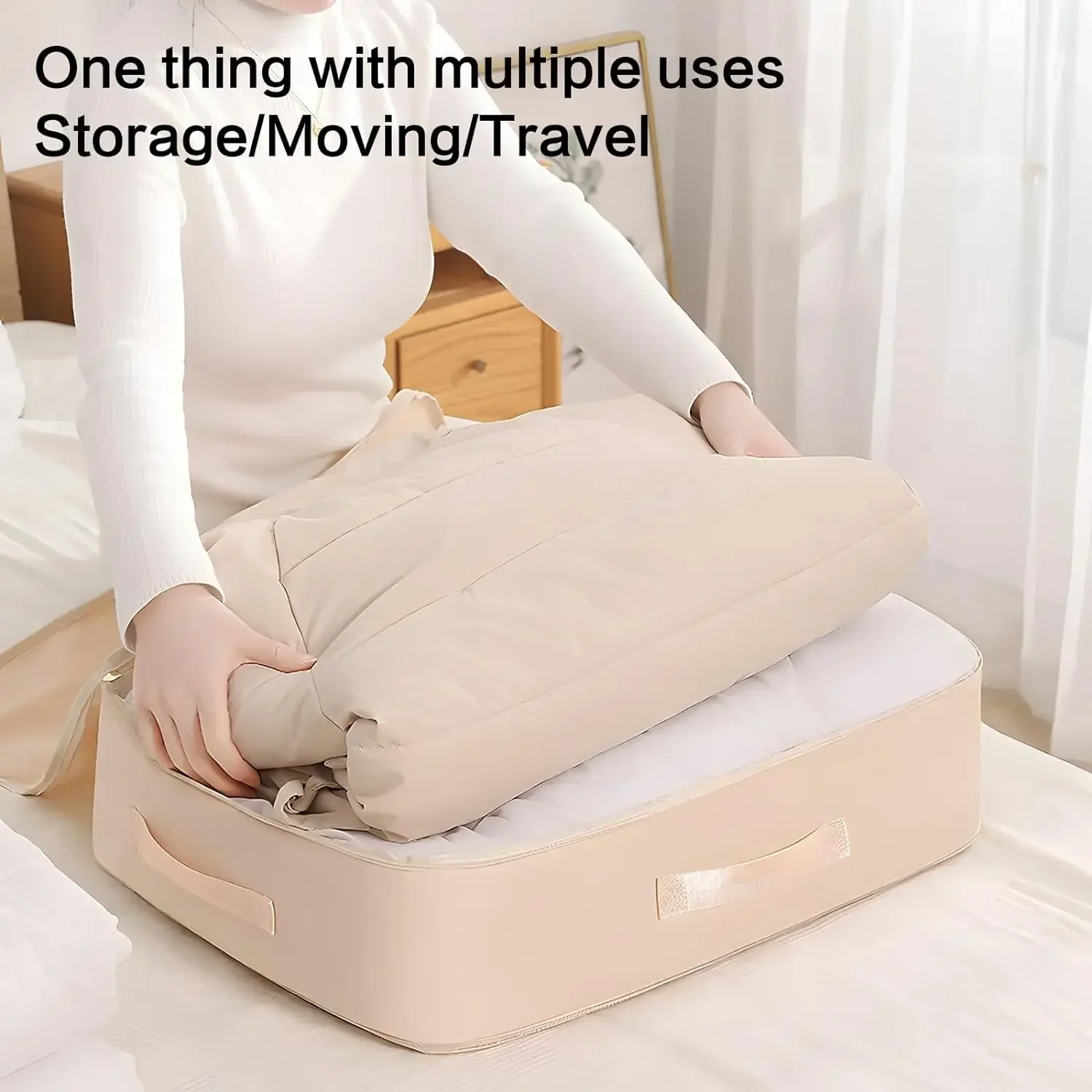Large Compression Bag Quilt Clothes Closet Cabinet Organizer Storagepouch Ultra Space Saving Self Compression Organizer thumbnail 2