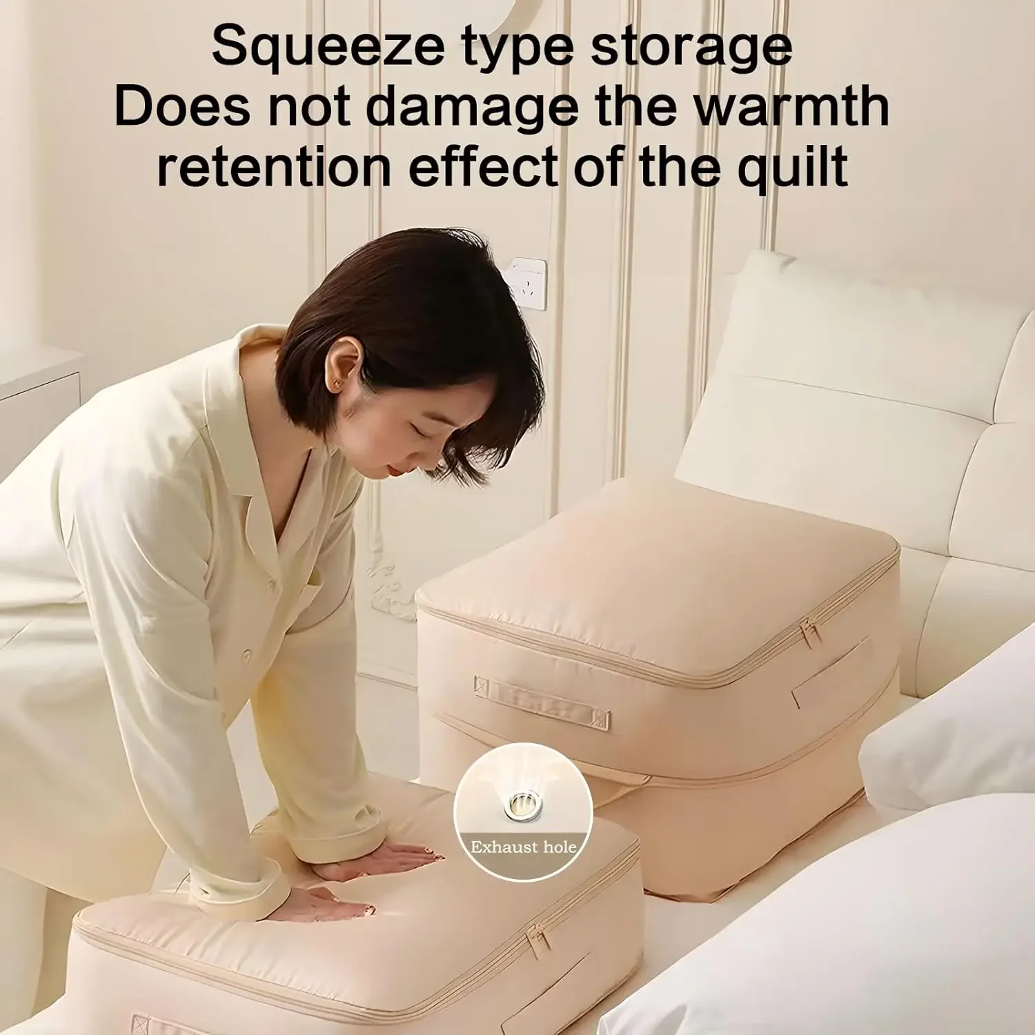 Large Compression Bag Quilt Clothes Closet Cabinet Organizer Storagepouch Ultra Space Saving Self Compression Organizer thumbnail 3