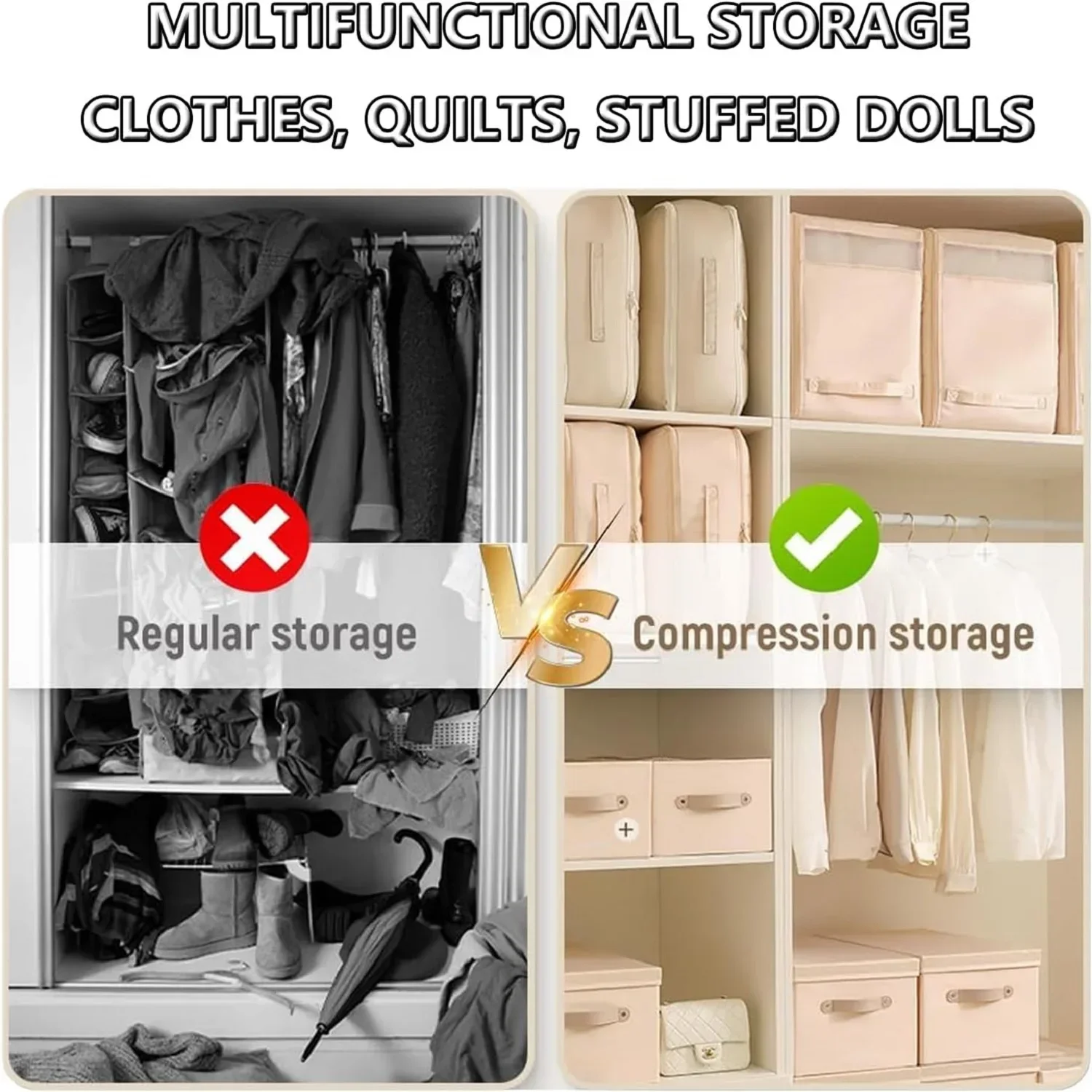Large Compression Bag Quilt Clothes Closet Cabinet Organizer Storagepouch Ultra Space Saving Self Compression Organizer thumbnail 6