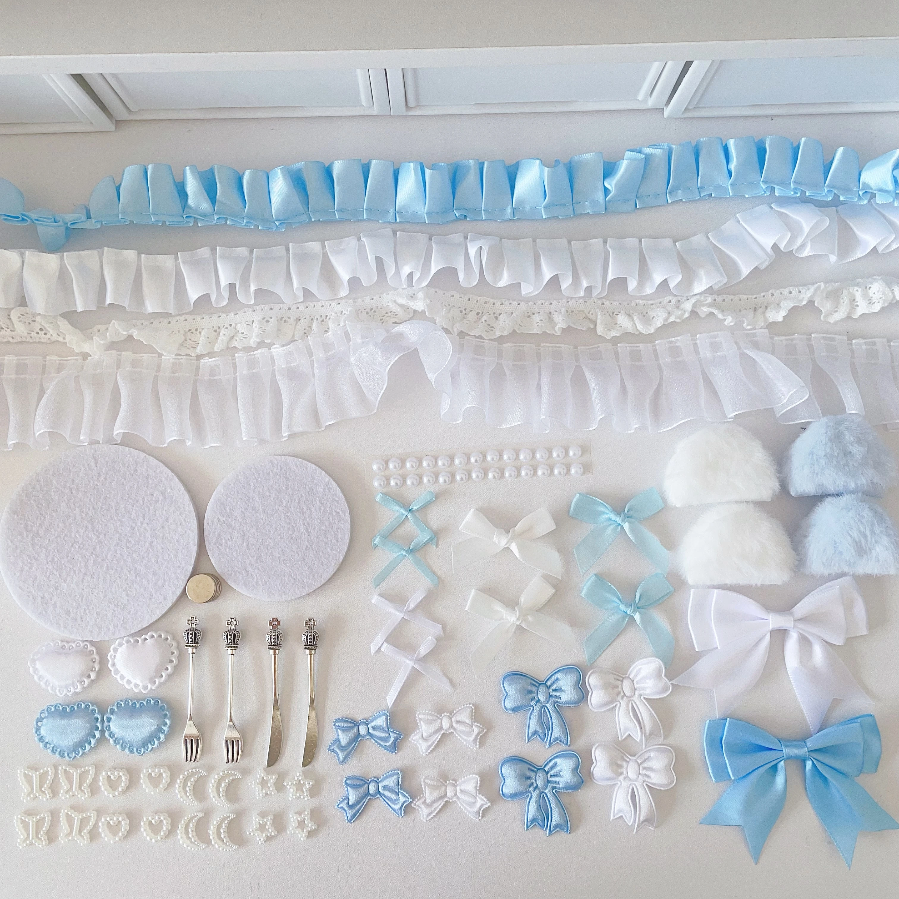 Bar chirp color material pack set collection girly pink bow lace accessories pain bag support accessories thumbnail 3