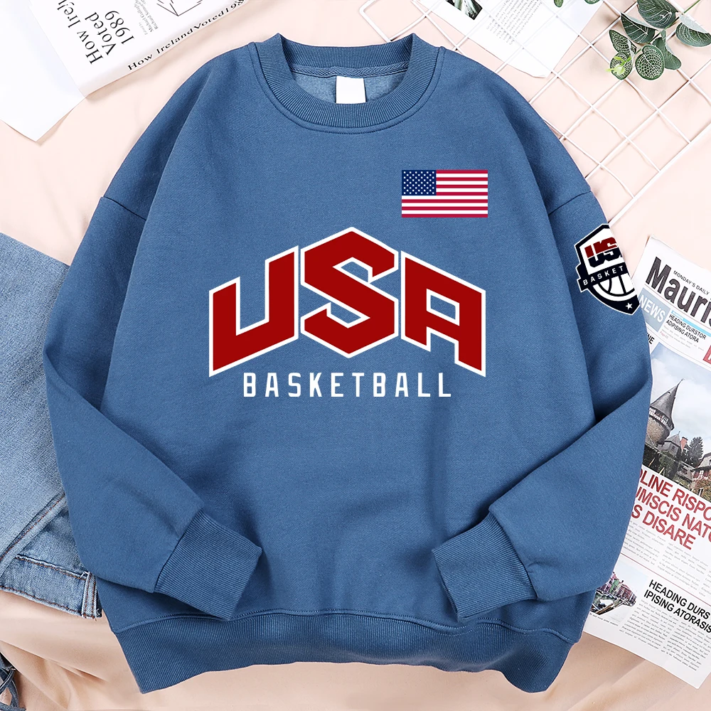 USA Basketballer Printed Street Casual Hoody Men Women Hip Hop Oversized Clothing Loose Warm Fleece Sweatshirts Couple Hoodies thumbnail 4