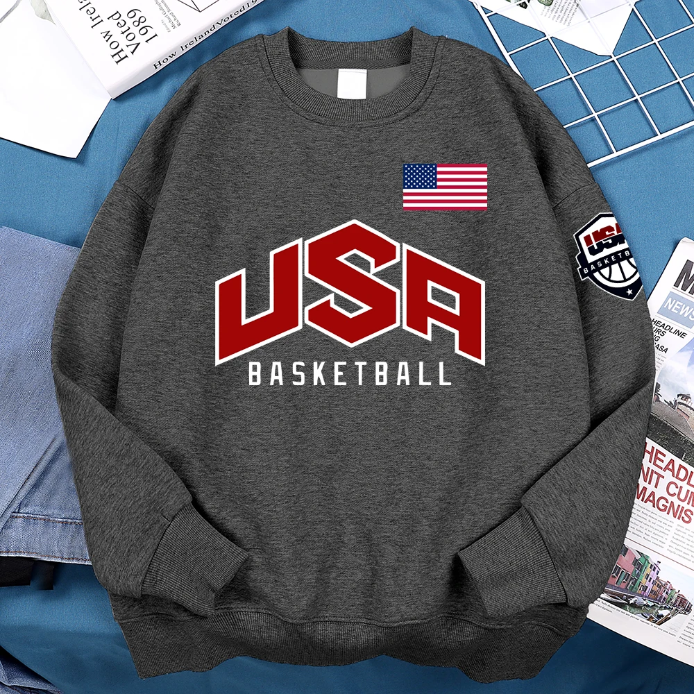USA Basketballer Printed Street Casual Hoody Men Women Hip Hop Oversized Clothing Loose Warm Fleece Sweatshirts Couple Hoodies thumbnail 2