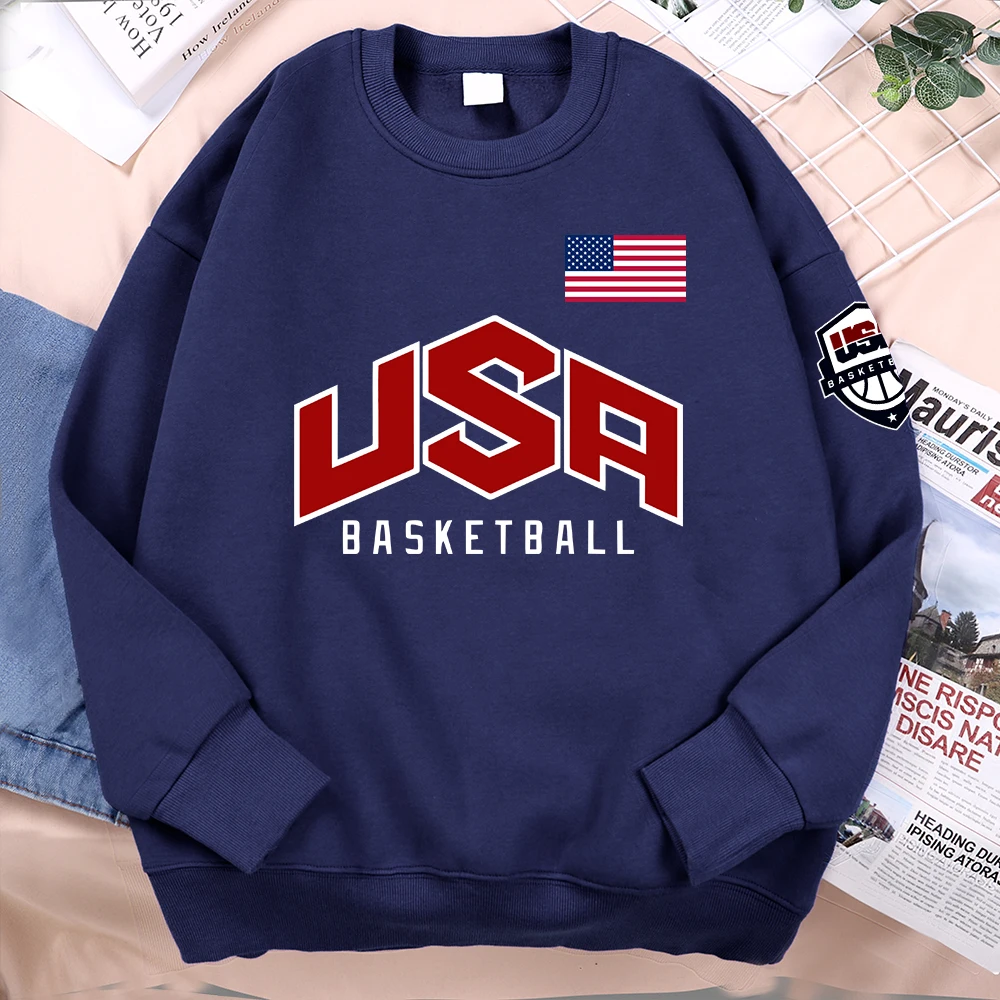 USA Basketballer Printed Street Casual Hoody Men Women Hip Hop Oversized Clothing Loose Warm Fleece Sweatshirts Couple Hoodies thumbnail 3