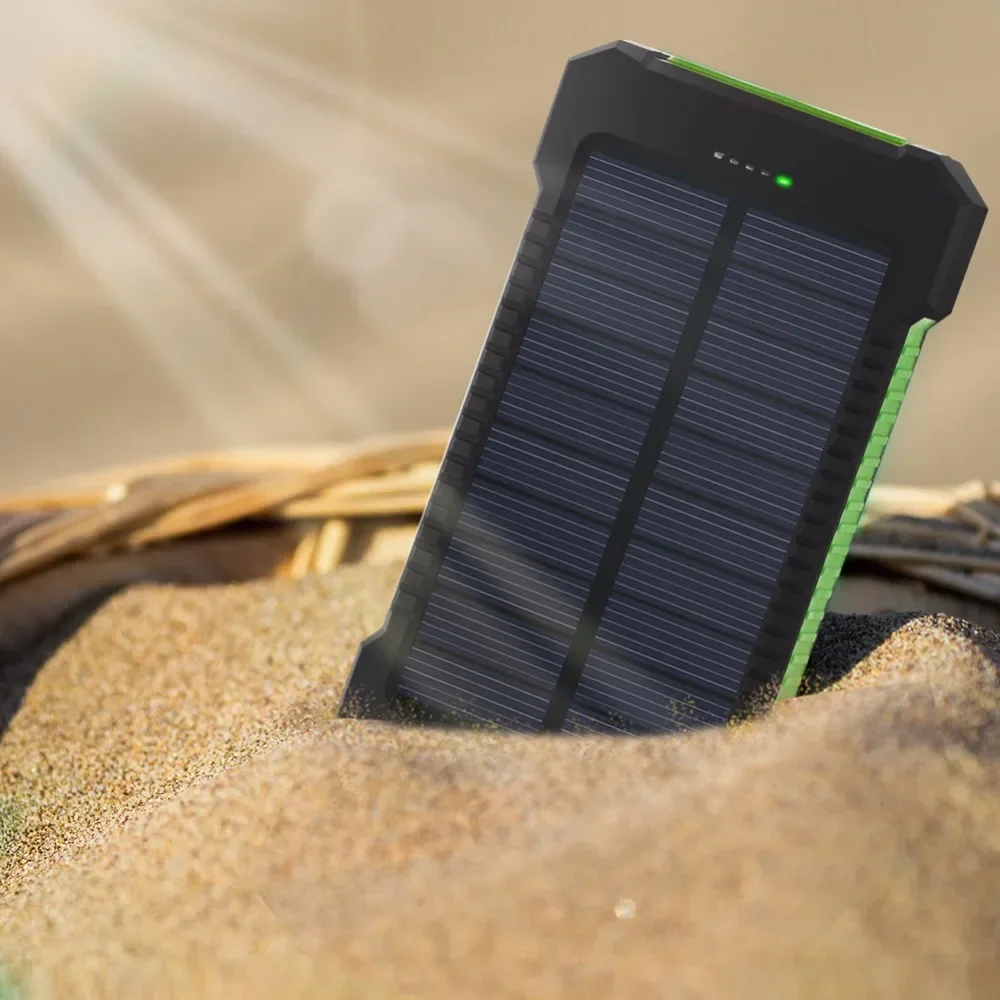 H  020000mAh Solar Power Bank Portable External Battery Double USB Fast Charging Powerbank Phone Charger For Smart Mobile Phone