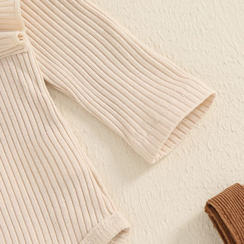 Infant Baby Girl Clothes Ruffles Ribbed Romper Long Sleeve Corduroy Suspender Skirt Dress Fall Winter Outfits thumbnail 6