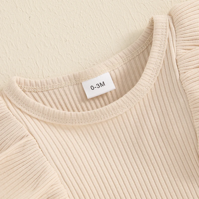 Infant Baby Girl Clothes Ruffles Ribbed Romper Long Sleeve Corduroy Suspender Skirt Dress Fall Winter Outfits thumbnail 5