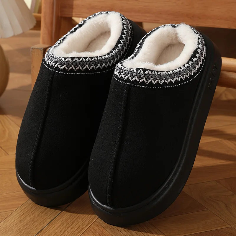 New Fashion Fluffy Platform Slippers for Women 2025 Winter Plush Warm Cotton Shoes Woman Comfort Non Slip Unisex Home Slippers thumbnail 5